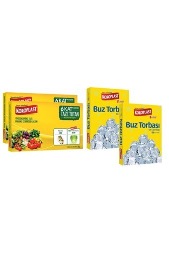 Koroplast Taze Tutan Buz Torbası 2x5 Adet + Paket Buz Torbası 196 Küp X2 Paket