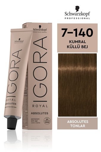 Schwarzkopf İgora Royal Absolutes 7.140 Kumral Küllü Bej Krem Saç Boyası 60 ml