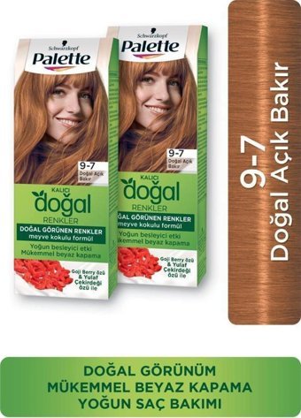 Palette Kalıcı Doğal Renkler 9.7 Doğal Açık Bakır Organik Amonyaksız Vegan Krem Saç Boyası 2x50 ml