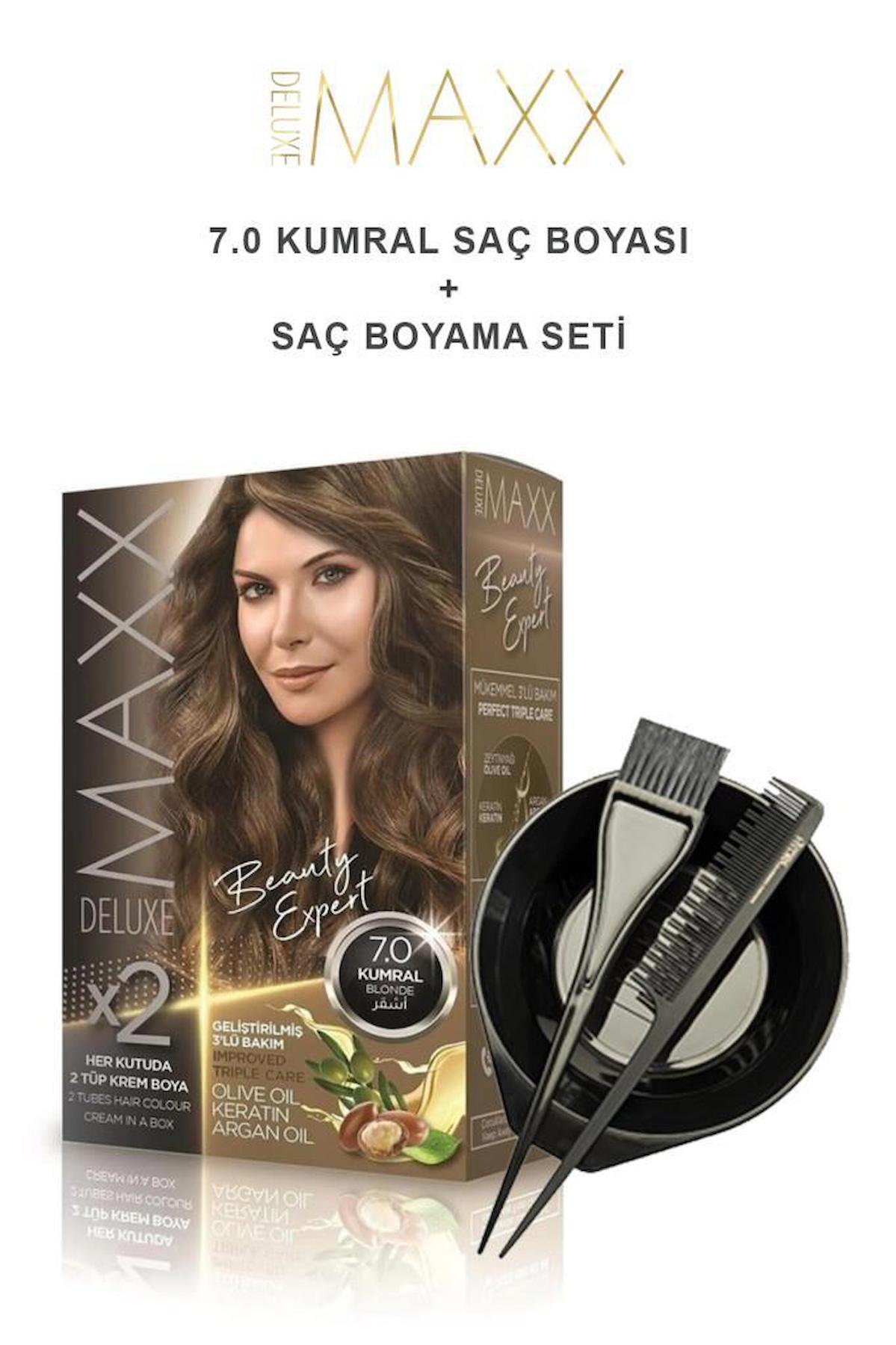 Maxx Deluxe 7.0 Kumral Krem Saç Boyası 50 ml + Boyama Seti Hediyeli