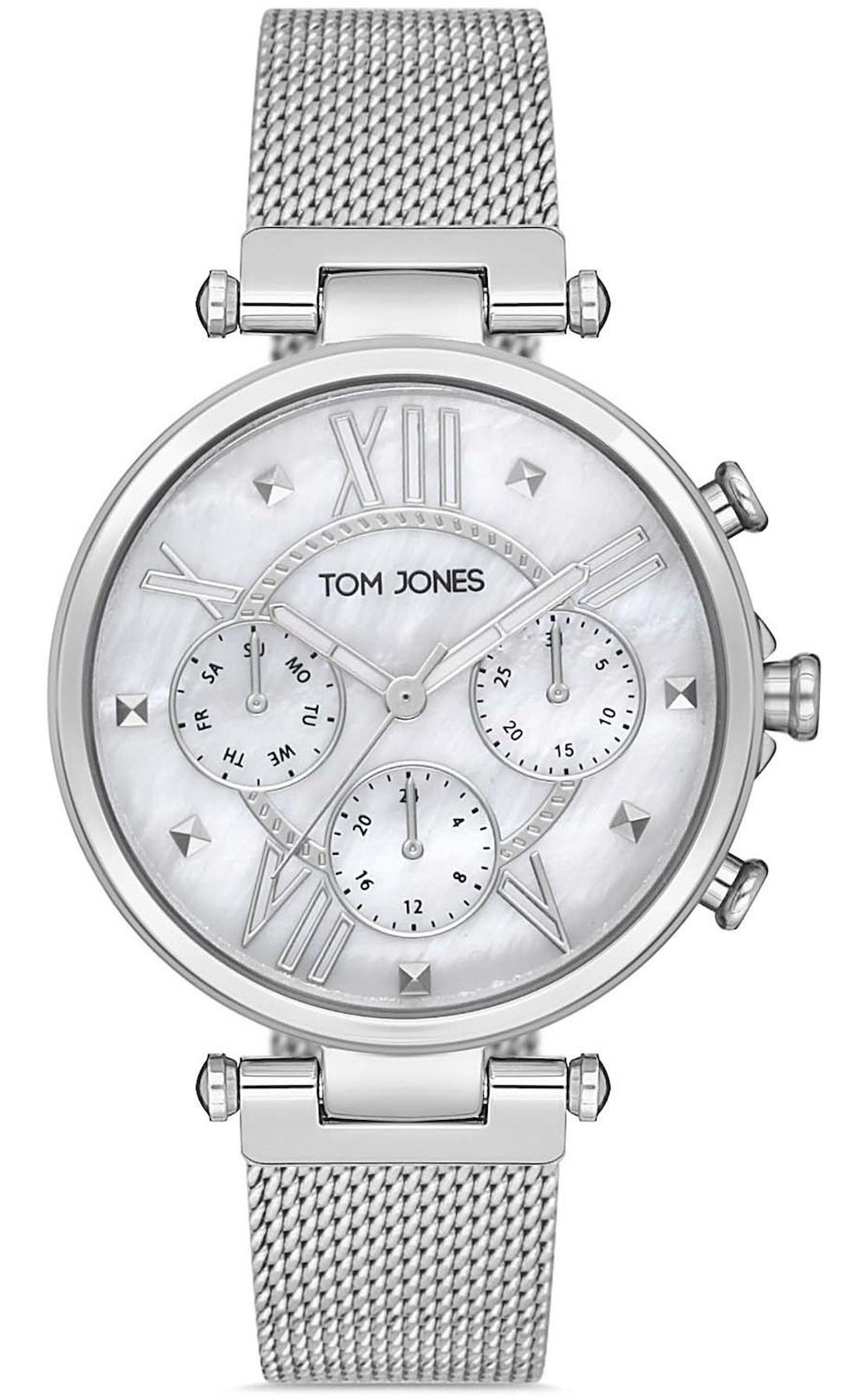 Tom Jones TJ.1045A.05 Takvimli 31-34 mm Gri Metal Kordon Analog Kadın Kol Saati