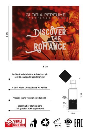Gloria Perfume Discover The Romance Niche 4 Parça Mini Erkek-Kadın Parfüm Seti EDP