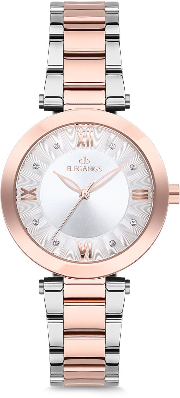 Elegangs EL2433.10 33 mm Gri-Rose Gold Çelik Kordon Analog Kadın Kol Saati