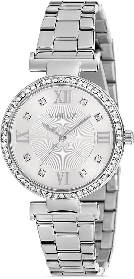 Vialux LJ527S-02SS 34 mm Gri Çelik Kordon Analog Kadın Kol Saati