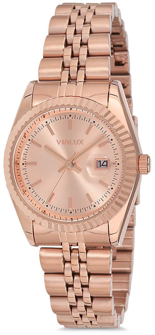 Vialux LJ570R-12SR Takvimli 40 mm Rose Gold Çelik Kordon Analog Kadın Kol Saati