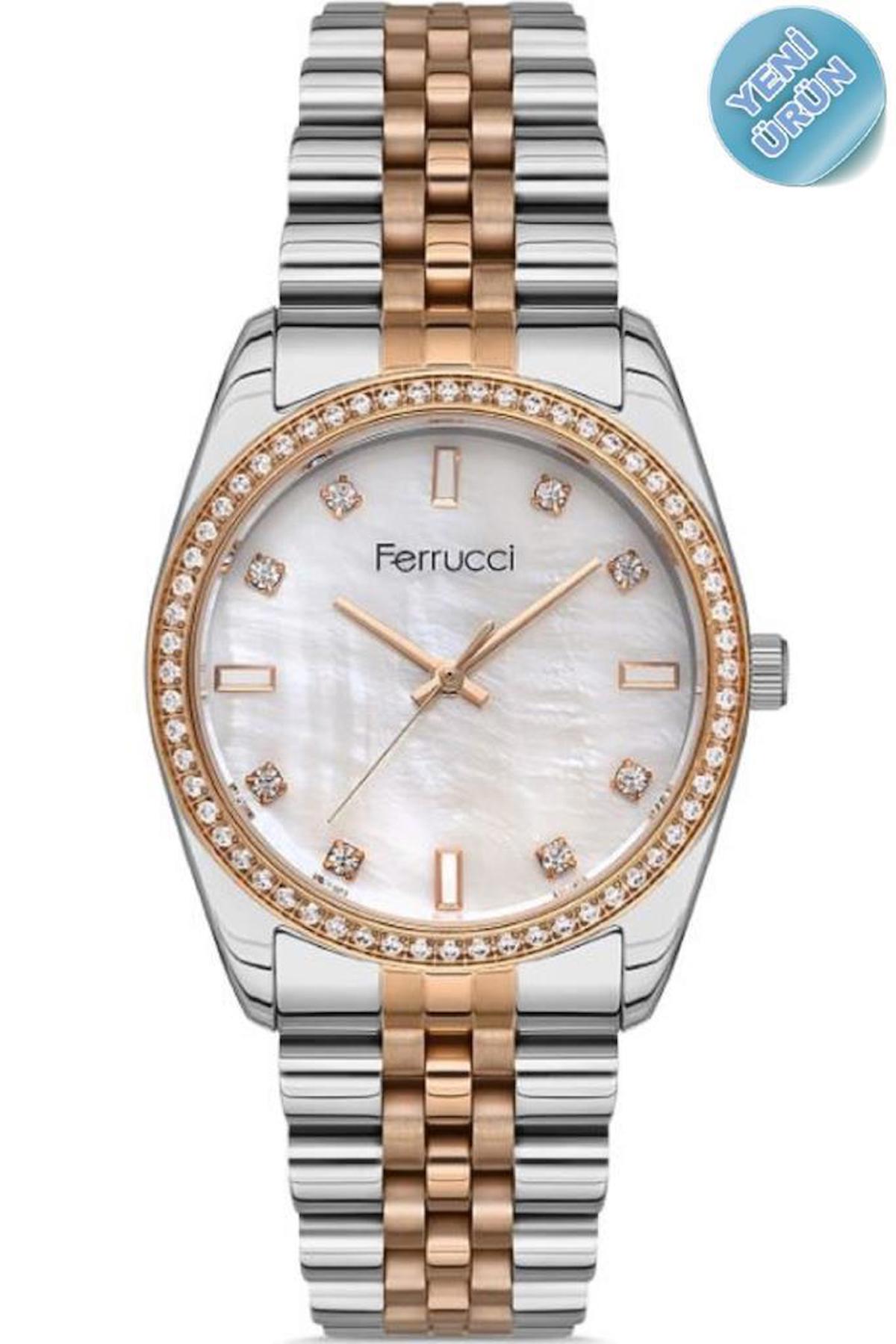 Ferrucci FC.0223.13024M.03 36 mm Gri-Rose Gold Çelik Kordon Analog Kadın Kol Saati