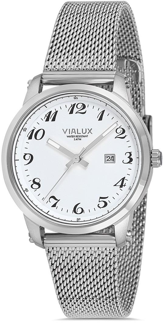 Vialux AJ526S-01SS Takvimli 40 mm Gri Çelik Kordon Analog Kadın Kol Saati