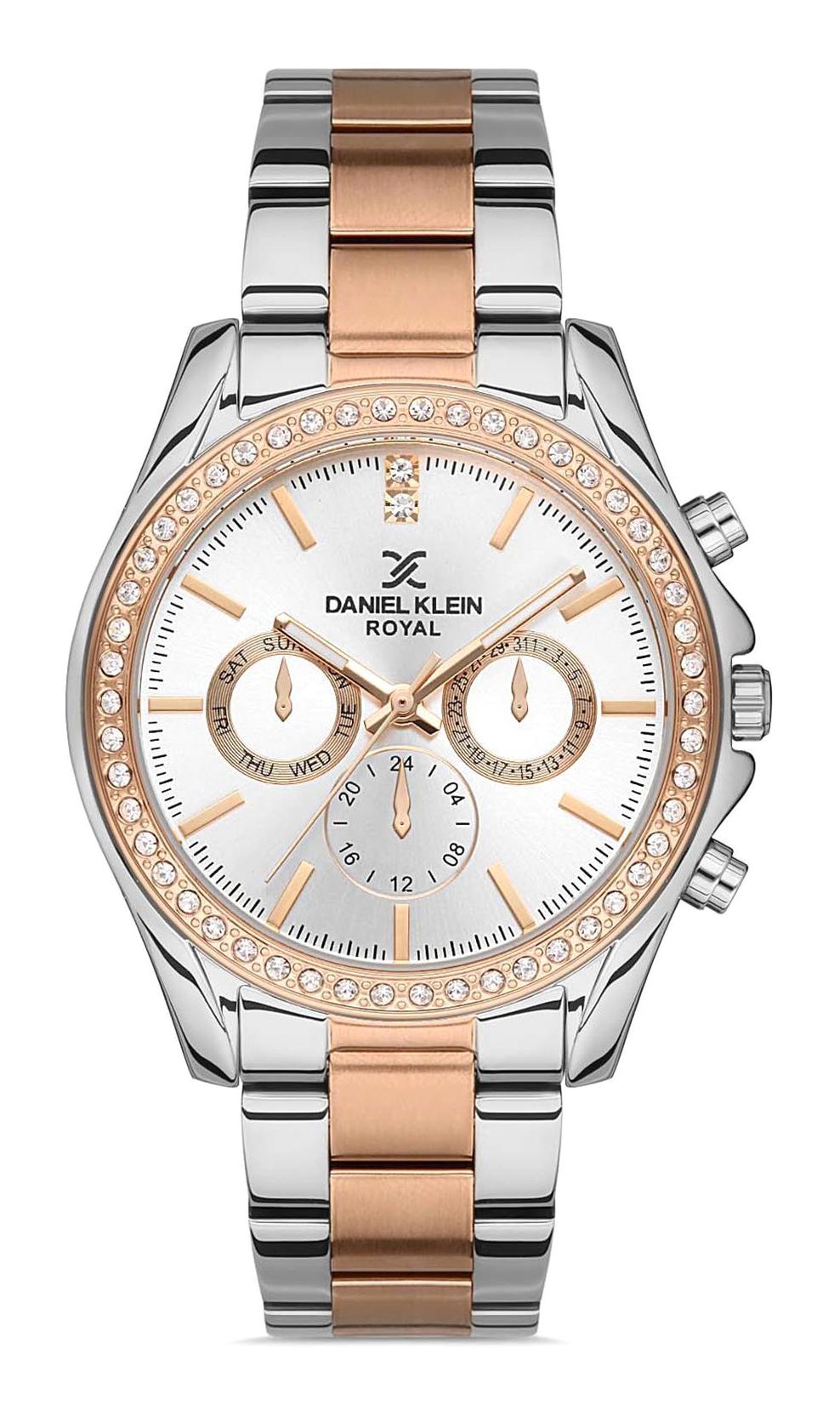 Daniel Klein DKE.1.10249.5 Takvimli 34 mm Gri-Rose Gold Metal Kordon Analog Kadın Kol Saati