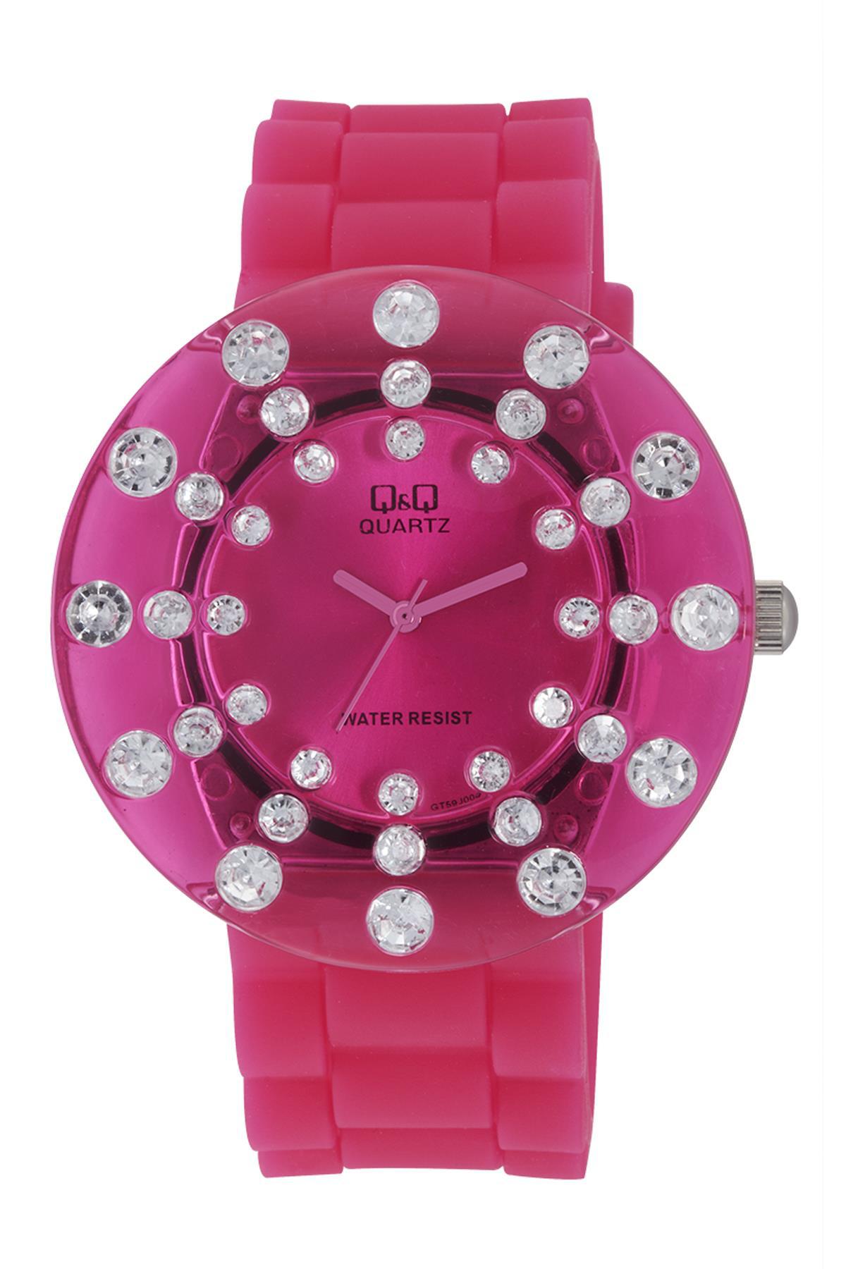 Q&Q 3A145 36 mm Pembe Silikon Kordon Analog Kadın Kol Saati