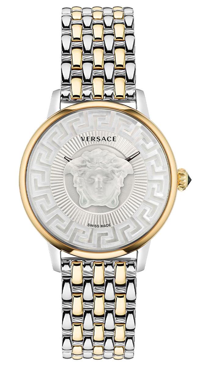 Versace VRSCVE6F00423 38 mm Altın-Gri Çelik Kordon Analog Kadın Kol Saati