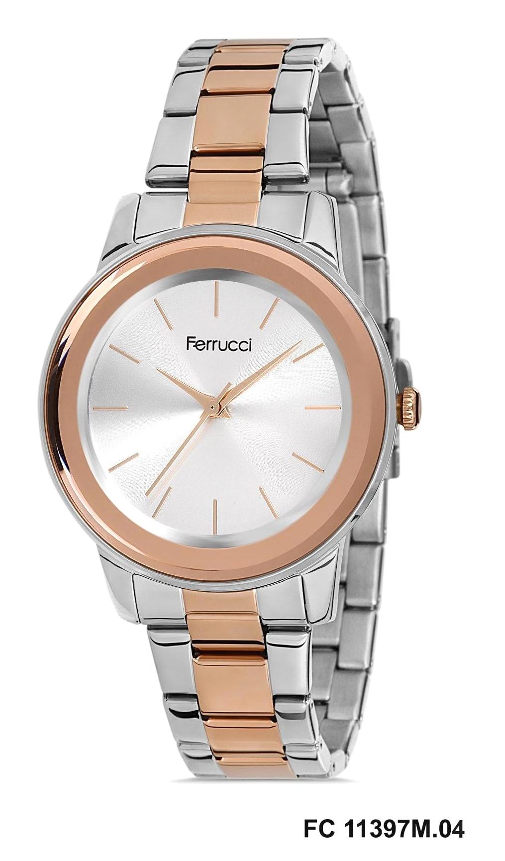 Ferrucci FC.1022.11397M.04 34 mm Gri-Rose Gold Çelik Kordon Analog Kadın Kol Saati