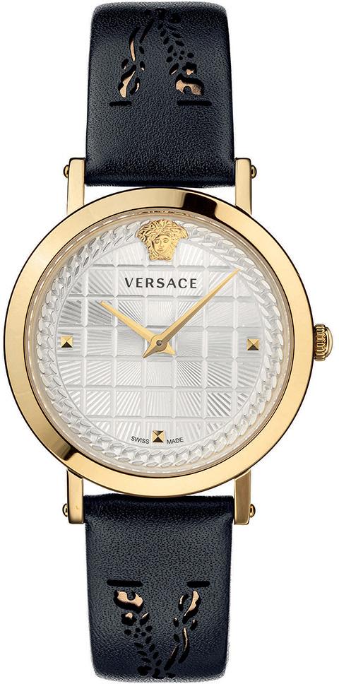 Versace VRSCVELV00420 37 mm Siyah Deri Kordon Analog Kadın Kol Saati