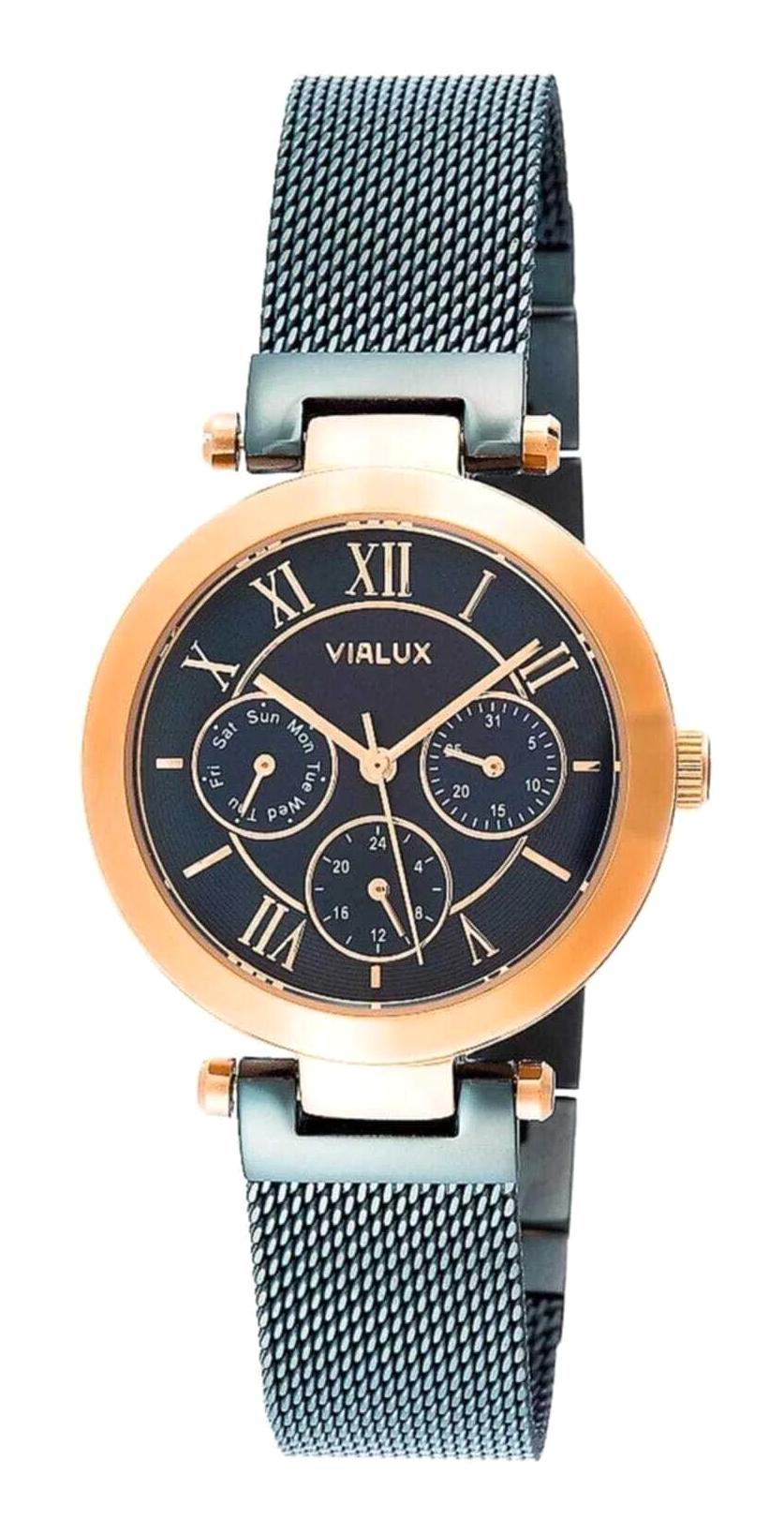 Vialux LY753R-11NR 34 mm Mavi Silikon Kordon Analog Kadın Kol Saati