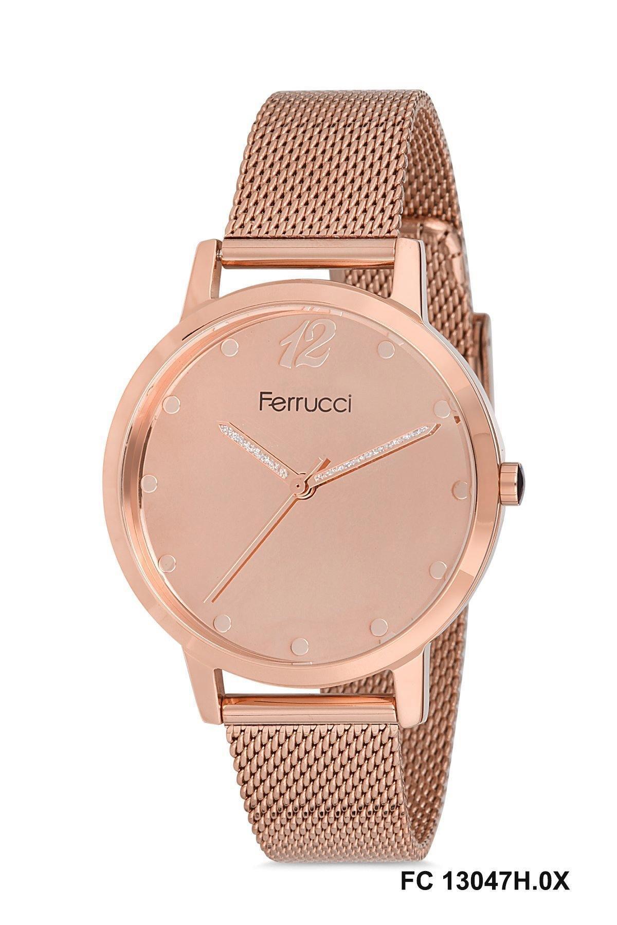 Ferrucci FC.13047H.02 36 mm Rose Gold Çelik-Hasır Kordon Analog Kadın Kol Saati