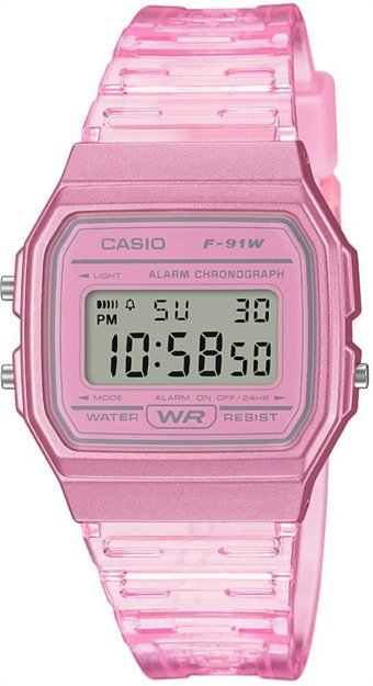 Casio F-91ws-4df Takvimli 35 mm Pembe Plastik Kordon Dijital Kadın Kol Saati