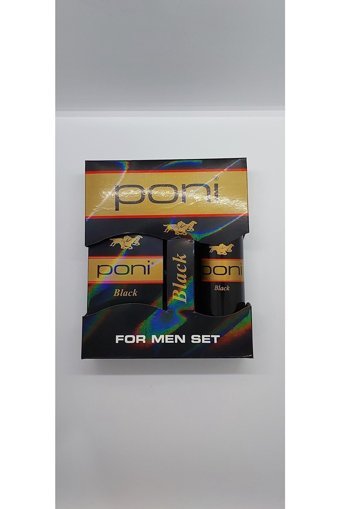 Poni Black İkili Erkek Parfüm Deodorant Seti EDT 90 ml + 100 ml Body Splash Deo