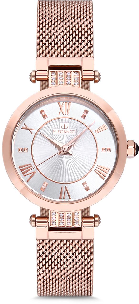 Elegangs EL2427.3 30 mm Rose Gold Hasır Kordon Analog Kadın Kol Saati