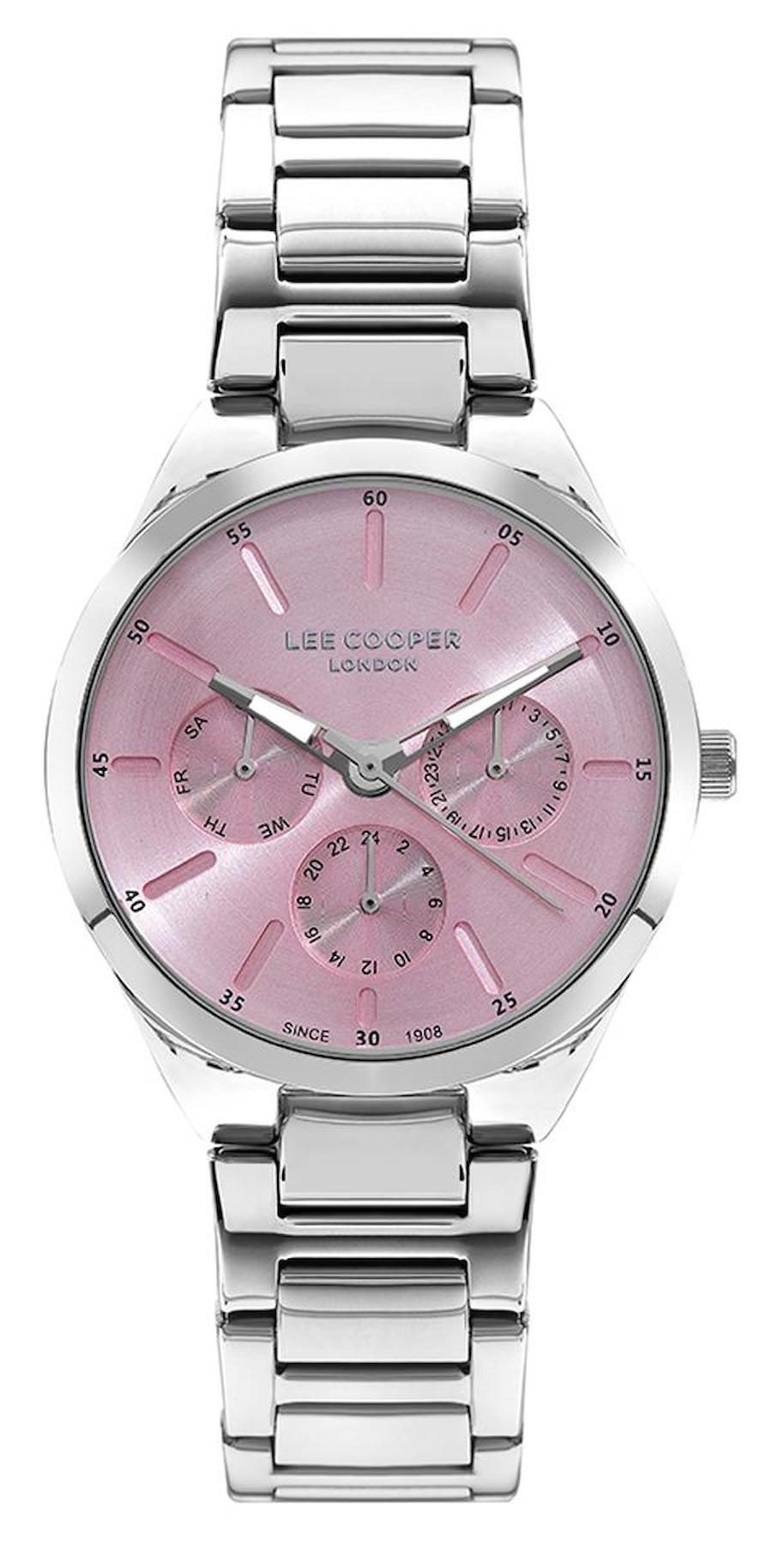 Lee Cooper LC07643.380-NM Takvimli 40 mm Gri Metal Kordon Analog Kadın Kol Saati