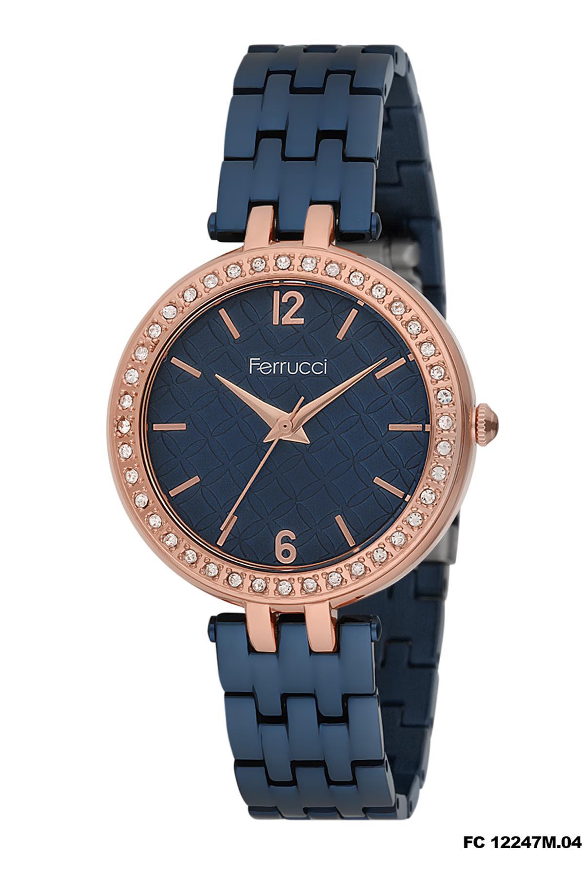 Ferrucci 9FM389 38 mm Lacivert Metal Kordon Analog Kadın Kol Saati