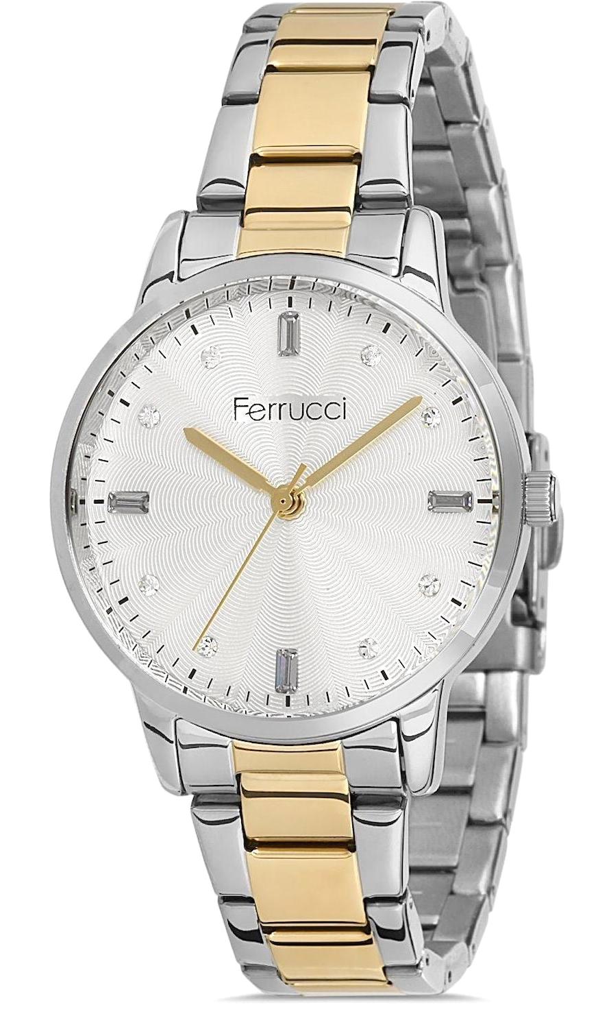 Ferrucci FC.12058M.04 36 mm Altın-Gri Çelik Kordon Analog Kadın Kol Saati