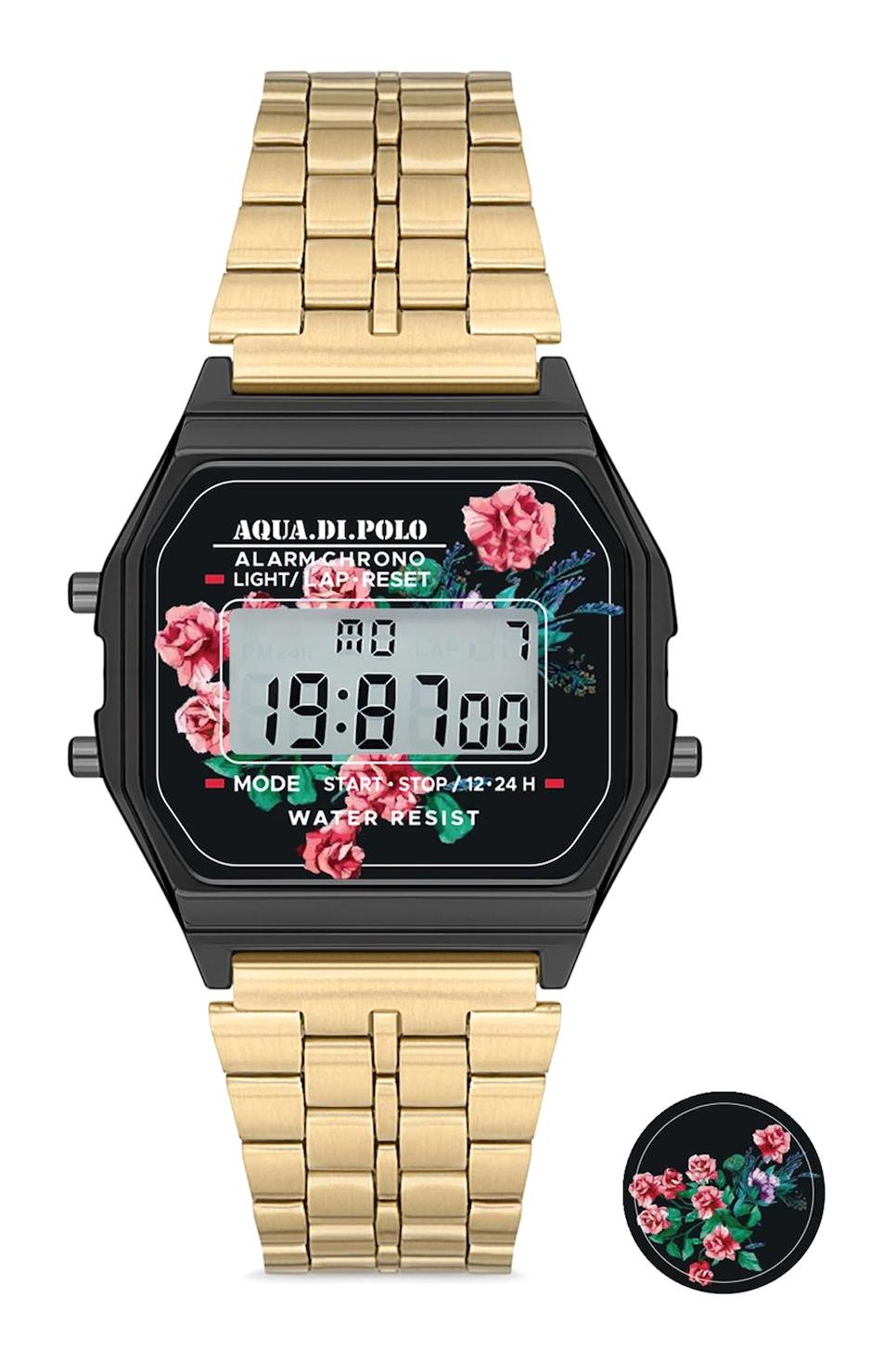 Aqua Di Polo APWA034004 Takvimli 30 mm Altın Çelik Kordon Analog Kadın Kol Saati