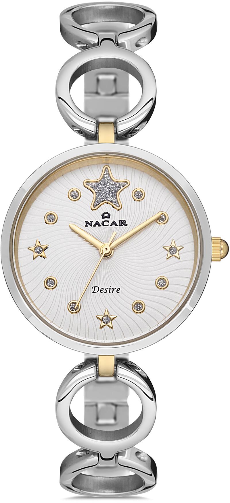 Nacar 10-3931034-CSM 30 mm Altın-Gri Metal Kordon Analog Kadın Kol Saati