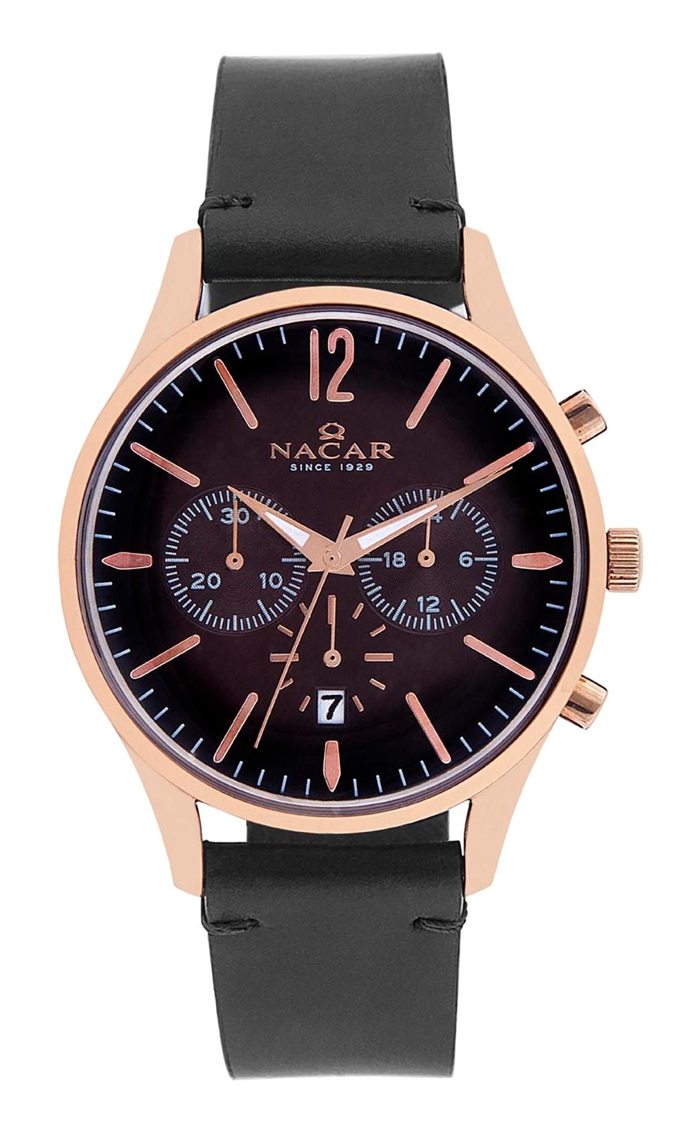 Nacar 90167RBL1 Takvimli 38 mm Siyah Deri Kordon Analog Kadın Kol Saati