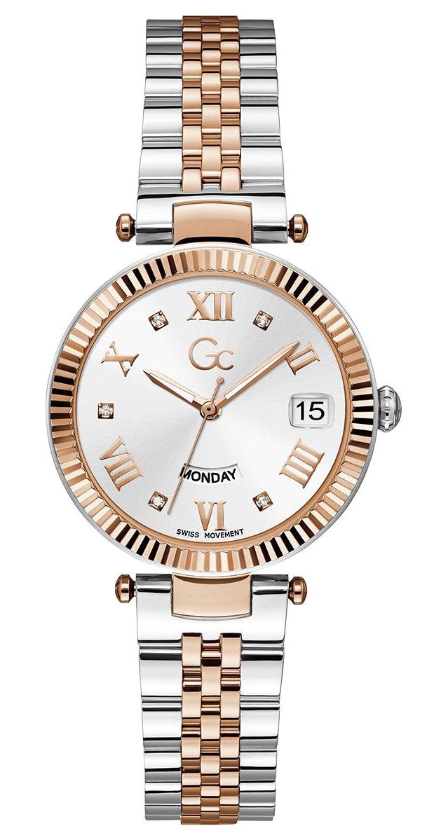 Guess GCZ01003L1MF Takvimli 34 mm Gri-Rose Gold Çelik Kordon Analog Kadın Kol Saati