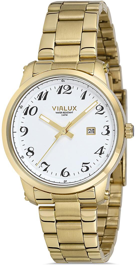 Vialux AJ527G-01SG Takvimli 30 mm Altın Çelik Kordon Analog Kadın Kol Saati