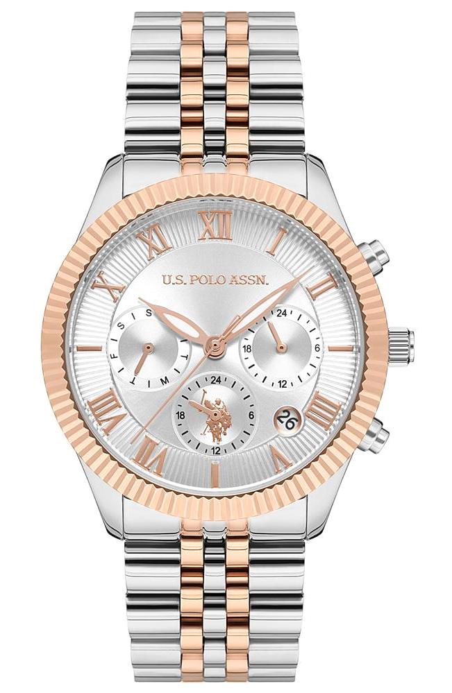 U.S. Polo Assn USPA2040-02 Takvimli 38 mm Gri-Rose Gold Çelik Kordon Analog Kadın Kol Saati