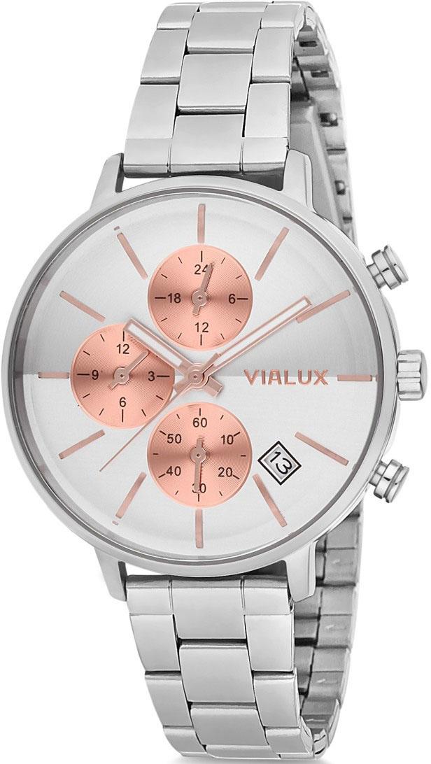 Vialux LY522S-02SR Takvimli 38 mm Gri Çelik Kordon Analog Kadın Kol Saati