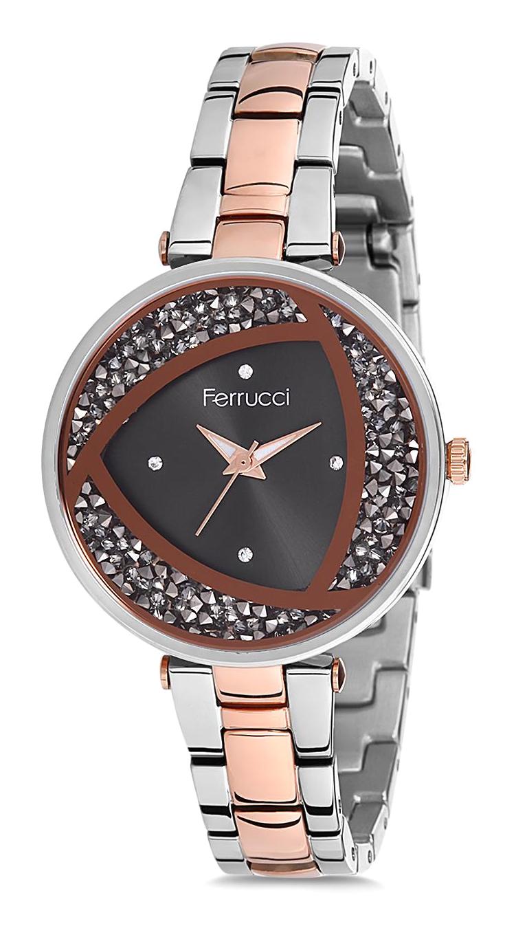 Ferrucci 9FM1374 38 mm Gri-Rose Gold Metal Kordon Analog Kadın Kol Saati