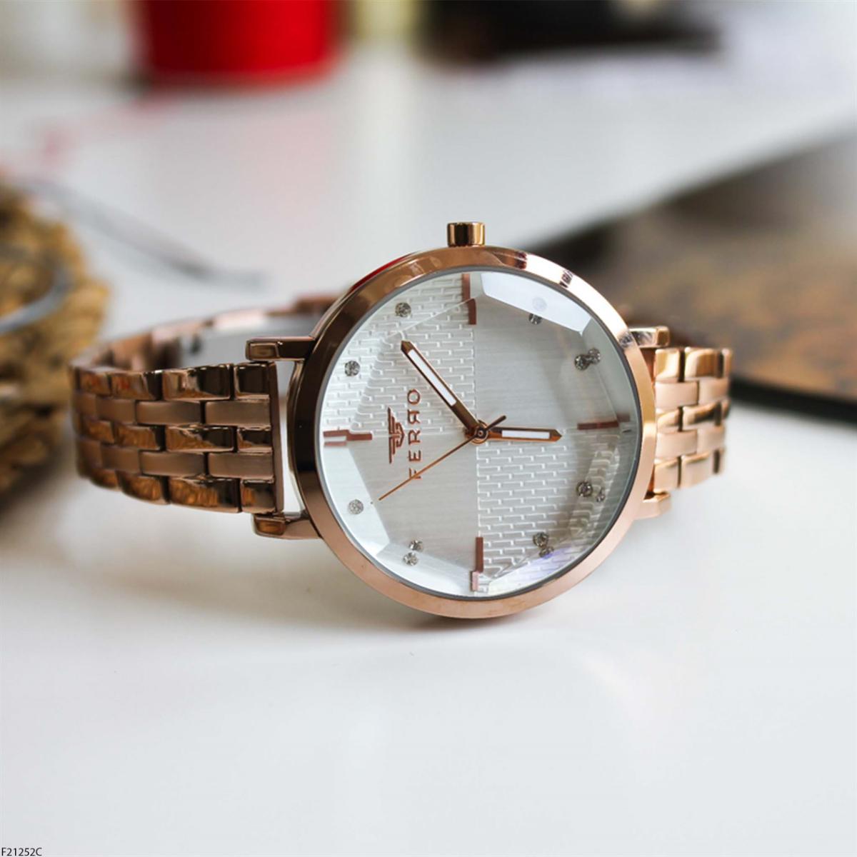 Ferro F21252C 36 mm Rose Gold Çelik Kordon Analog Kadın Kol Saati