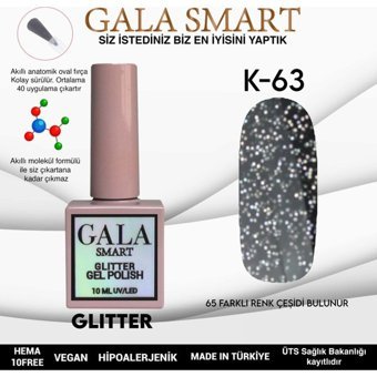 Gala Smart Glitter K63 Gri Işıltılı Kalıcı Simli Oje