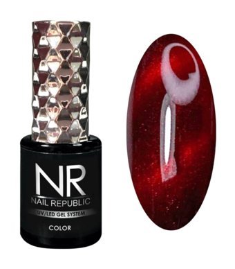 Nail Republic Kedi Gözü 10 Bordo Parlak Kalıcı Simli Oje