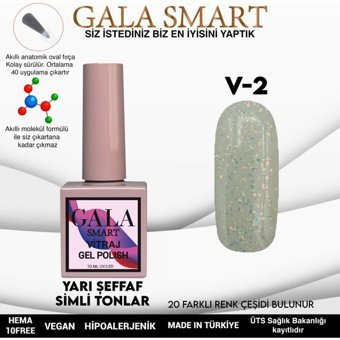 Gala Smart Vitraj V2 Gri Işıltılı Kalıcı Simli Oje