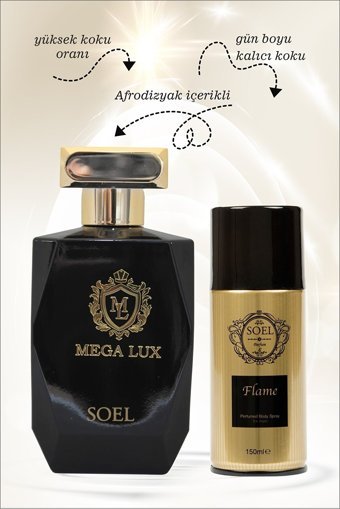 Soel Parfüm Mega Lux Nich İkili Erkek Parfüm Deodorant Seti EDP 110 ml + Flame Deodorant 150 ml