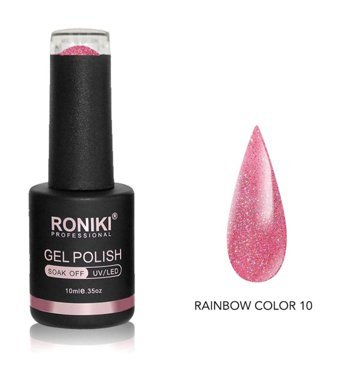 Roniki Rainbow Color 10 Pembe Işıltılı Kalıcı Simli Oje