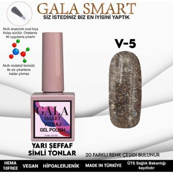 Gala Smart Vitraj V5 Mor Işıltılı Kalıcı Simli Oje