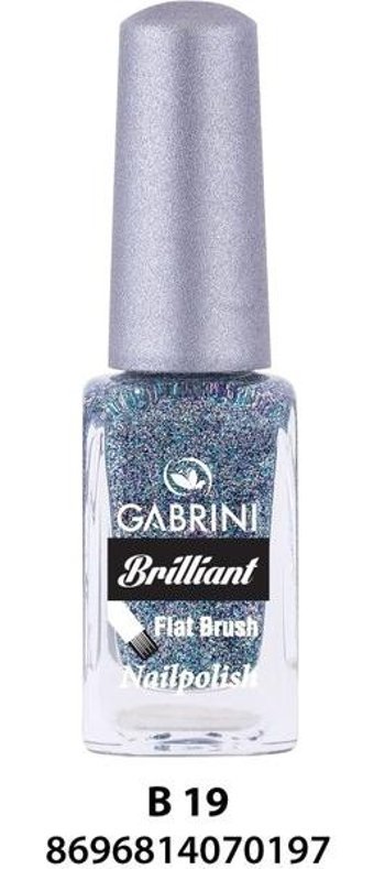 Gabrini Flat Brush B19 Gri Işıltılı Simli Oje