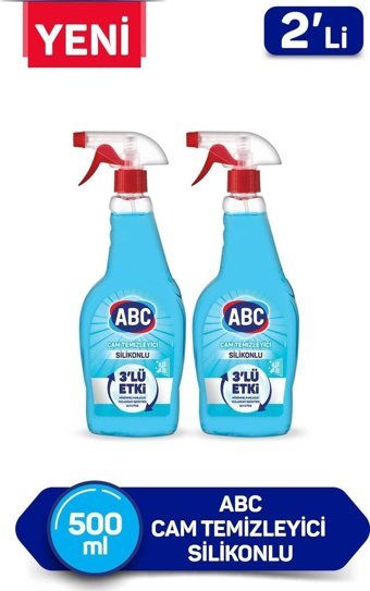 Abc Silikonlu Cam Temizliyici Sprey 2x500 ml