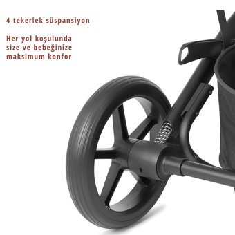 Cybex Balios S Lux Çift Yönlü Katlanır 360 Derece Dönebilen Tam Yatar Bebek Arabası Moon Black