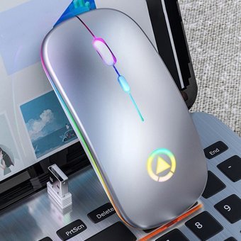 Huahai A2 RGB Sessiz Ergonomik Kablosuz Gümüş Optik Mouse