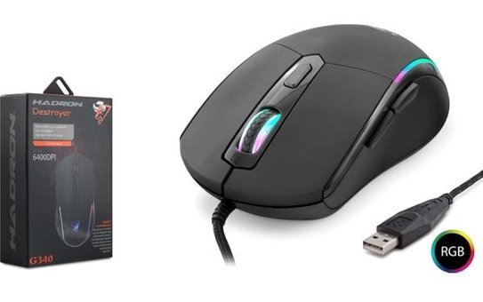 Hadron G340 RGB Makrolu Kablolu Siyah Optik Gaming Mouse