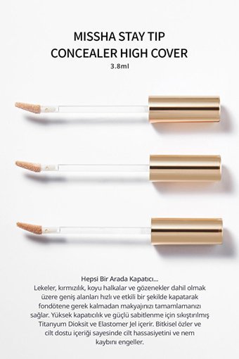 Missha Stay Tip Concealer High Cover 21N Vanilla Göz Altı ve Yüz Likit Fırça Kapatıcı