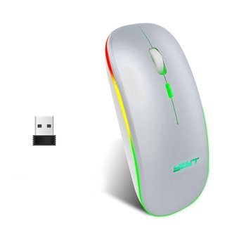 Mistaha RGB Sessiz Kablosuz Gri Optik Mouse