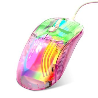 Lazmin112 RGB Ergonomik Makrolu Kablolu Şeffaf Optik Mouse