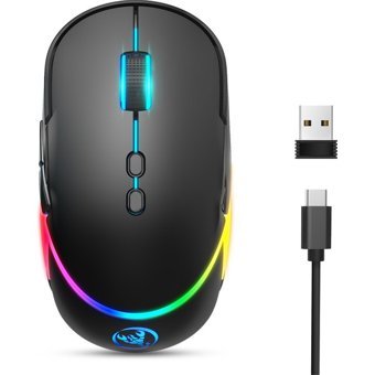 Huahai Hxsj T200 RGB Ergonomik Makrolu Kablosuz Siyah Optik Gaming Mouse