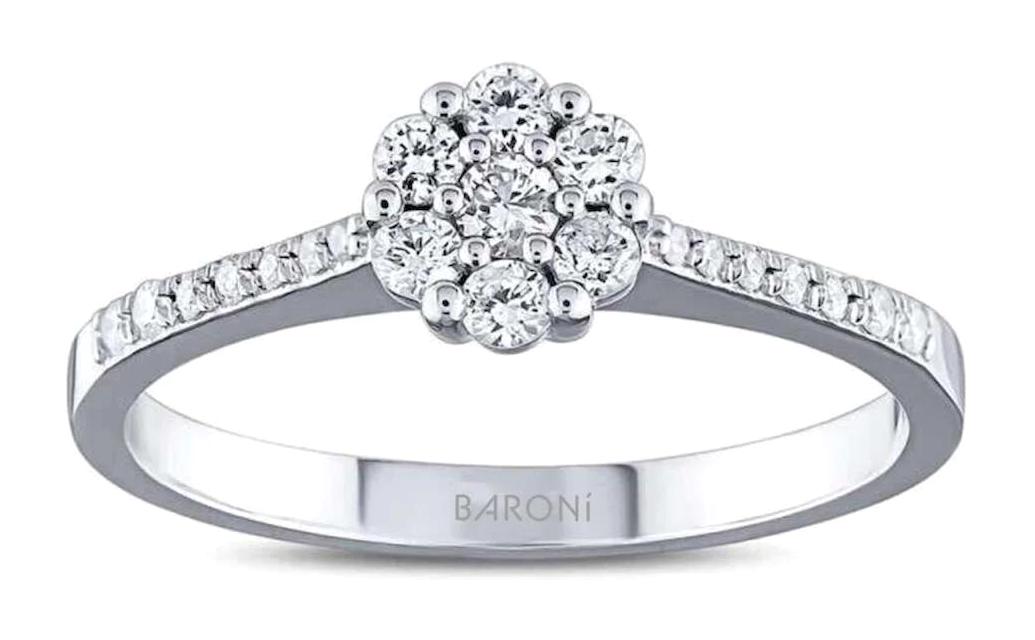 Baroni Diamond 0.21 Karat Baget Parlak Zirkon Taşlı Beyaz Pırlanta Yüzük