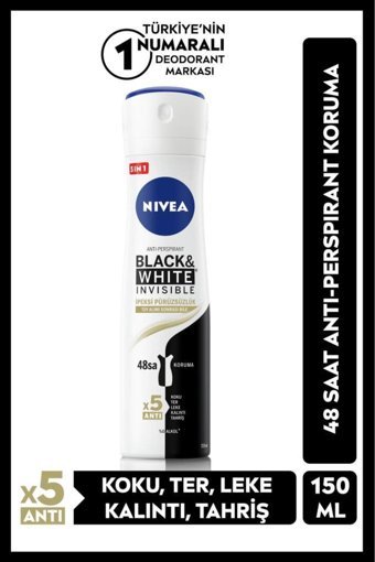 Nivea Black& White Invisible Ter Önleyici Antiperspirant Sprey Kadın Deodorant 150 ml